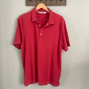 Travis Mathew Red Short Sleeve Polo with contrasting white top stitching size XL